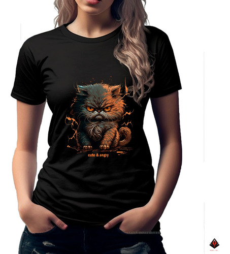 Camiseta Neural Ink Gatos Negro Mujer # 1