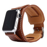 Pulseira Cuff Bracelete Couro Para Apple Watch 8 45mm Marrom