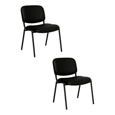 Offiho Set De 2 Sillas De Oficina Para Visita Tapizada Color Vinipiel Negro | Meses sin interés