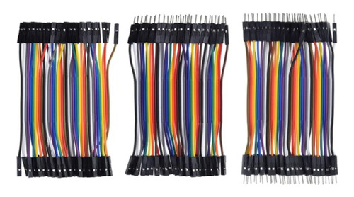 Kit 120 Cables De 10cm Dupont Para Protoboard M-m, H-m Y H-h