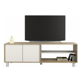 Mesa Rack Tv Melamina Minimalista Moderna 180 Cm 2 Puertas C Color Nevado Taureg