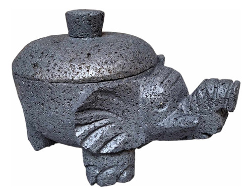 Molcajete Artesanal En Forma De Elefante Piedra Volcánica 