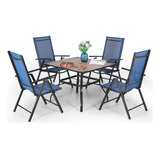 Juego Comedor Patio 5 Piezas Mesa Cuadrada Madera Y 4 Sillas