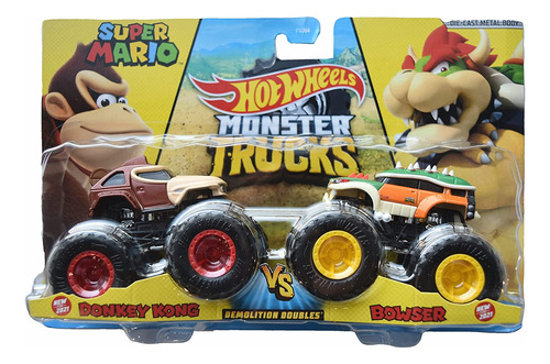 Hot Wheels Monster Trucks Donkey Kong Contra Bowser, Super M