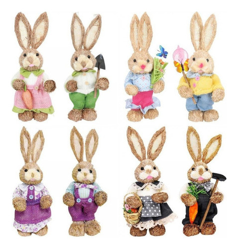 8x Figuritas De Conejito De Decoración De Conejo De Pascua