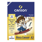 Bloco De Papel Canson Desenho Branco 140g A3 Com 20 Folhas