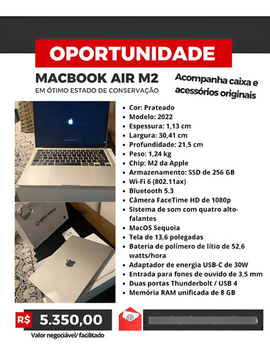 MacBook本体 yukambo MacBook Air M2-16-256 Notebook 13.6pol Apple MacBook Air (M2, 16GB, SSD 256GB, MacOS