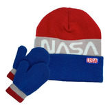 Gorro Para Niño Beanie Con Guantes Nasa Tricolor Oficial