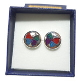 Aros Mariposa Multicolor Plata 950 Piedra Molida 