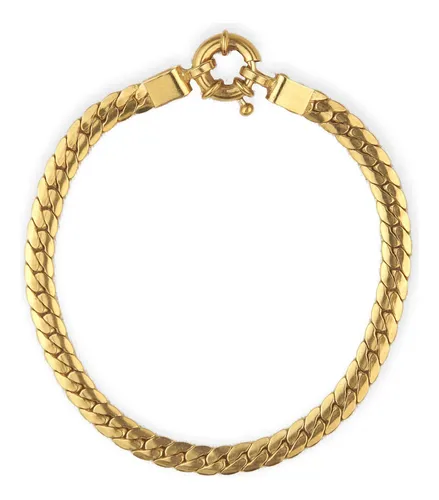 Pulsera Cubana Plana - Enchapado En Oro - Calidad Premium