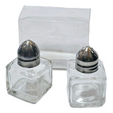 Set Mini  Salero/pimentero Vidrio Tapa Metal 10 Ml