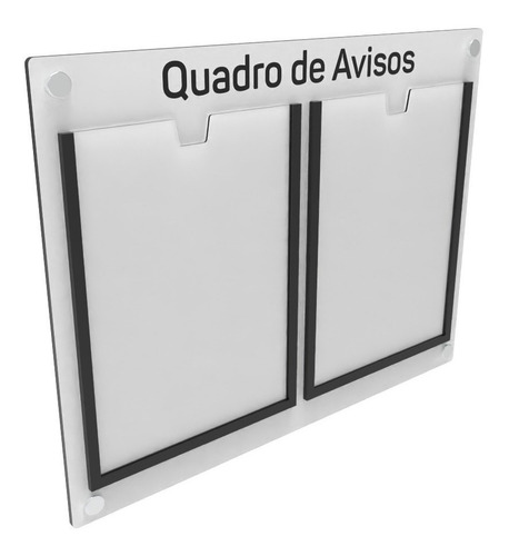 Quadro De Aviso Em Mdf C/ 2 Displays Horizontais A4 Acrílico