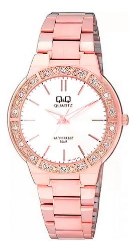 Reloj Q&q Qyq Acero Inoxidable Dama Murano + Estuche 