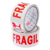 Cinta Frágil Adhesiva Embalaje 48mm X 50mt Caja 36 Sonfuertes Fondo Blanco Con Letras Rojas