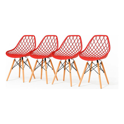 Set 4 Sillas Eames Mundo In Vento Comedor Color De La Estructura De La Silla Rojo | Meses sin interés