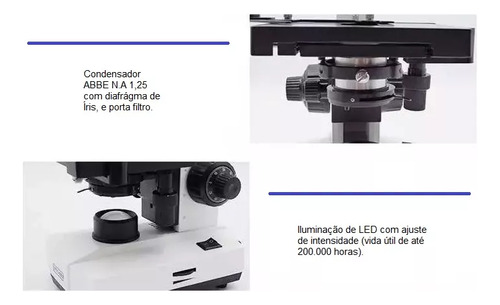 Microscópio Binocular Biológico Acromático 1000x