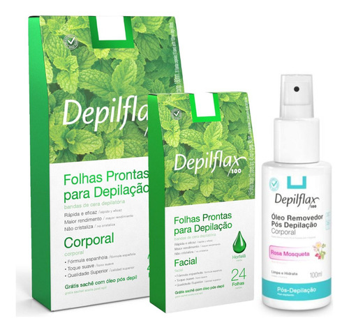 Folhas Prontas Depilação Facial/corporal + Óleo Removedor