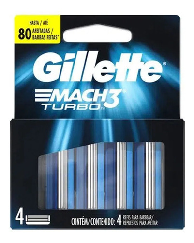 Gillette Shave Care Mach3 Turbo Cartucho De Barbear 4 Refis