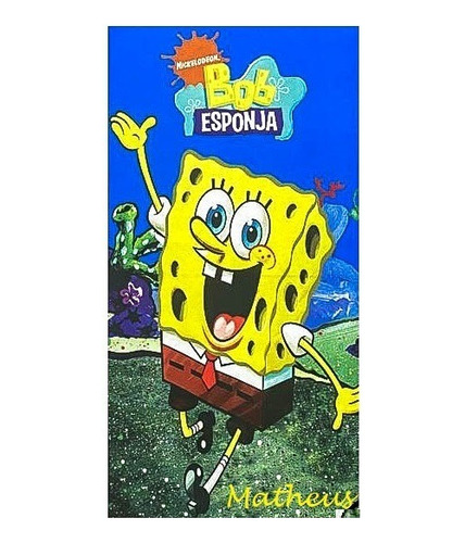 Toalha Banho Infantil Bob Esponja Personalizada Nome Bordado