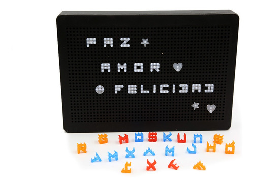 Cartel Ligh Tbox Led Pizarra Negra 29,5x4x21cm Letrascolores