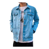 Chaqueta De Jean Rasgada Para Hombre