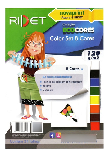 Papel Color Set Criativo Colorido A4 120g Pct 24 Fls Ridet