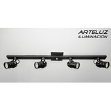 Barra Riel 90 Cm + 4 Spots Cinema C/lamp. Led Negro 