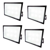 Pack X 4 Reflector Led Blanco 300w Led Alta Potencia Ext Cob Carcasa Negro