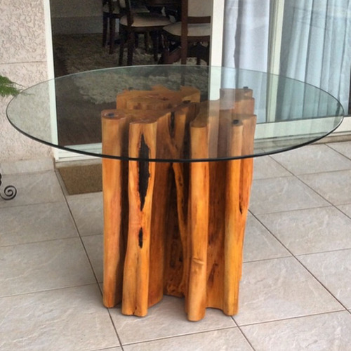 Base Mesa Jantar Vidro | Rústica | Guarantã - 70 X 75 Cm