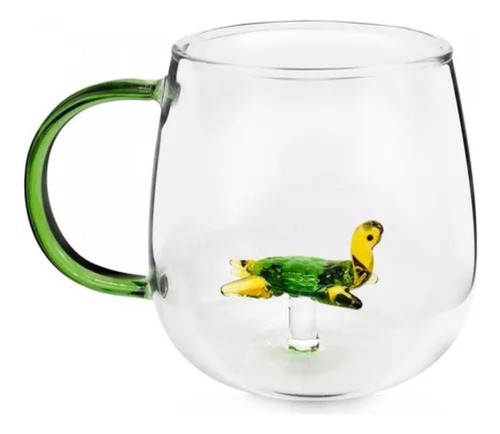 Taza De Vidrio Con Asa Cristal 3d Green Duck 350 Ml