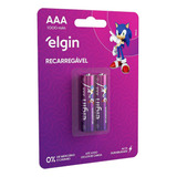 02 Pilhas Baterias Aaa 1000mah Elgin Recarregável 3a Palito