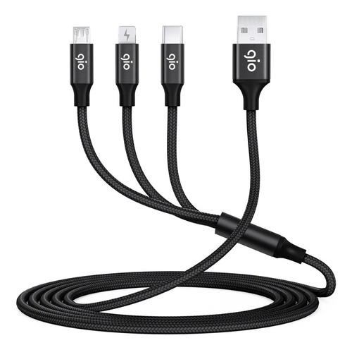 Gio Cable De Carga 2a 3en1 Para Micro Tipo C iPhone 2mts Color Negro