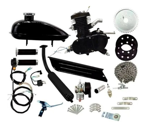 Kit Motor Prateado 2 Tempos Tipo 80cc Bike Motorizada