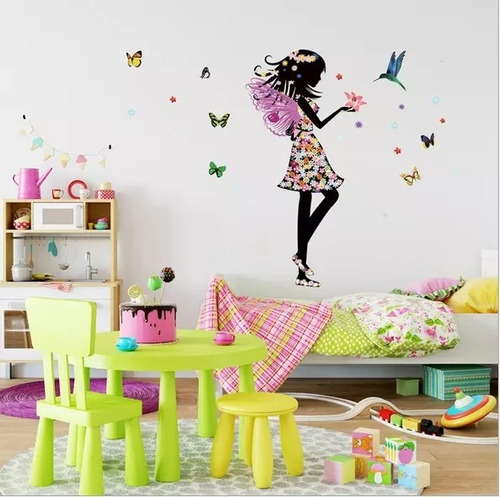 Vinil Decorativo Infantil Niña Ada Mariposas Naturaleza 