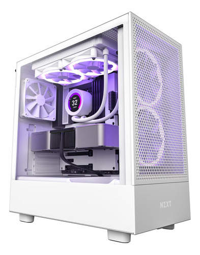 Gabinete Gamer Nzxt H5 Flow, Mid-tower, Atx, Color Blanco.