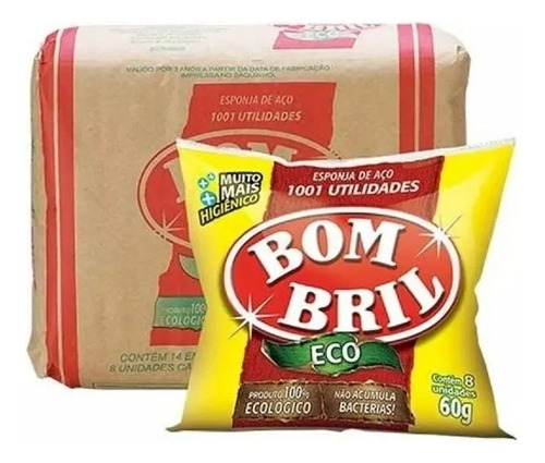 Kit C/14 Pacotes De Esponja De Aco Bombril Fardo Limpa Louça