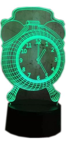 Lámpara De Noche Con Ilusión 3d, Reloj, Luces De Escritorio