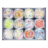 Decoración Uñas Glitter Flores Colores Surtido Nail Art X12