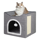 Cama Para Gatos De Interior, Casa Plegable Para Gatos Con 2