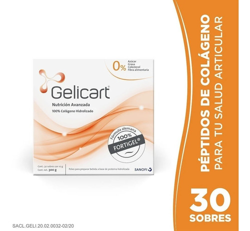 Sanofi Gelicart Colageno Hidrolizado 100% 10 Gr 30 Sobres