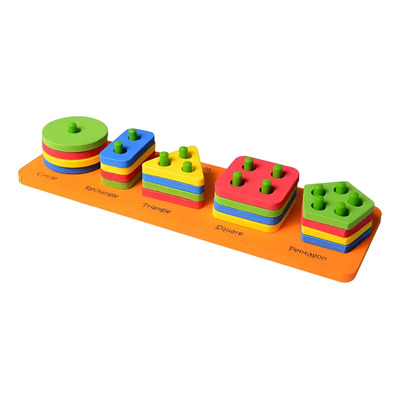 Juego Para Niños De Ensarte Plantado 5 Figuras Geométricas Color Multicolor | MercadoLibre