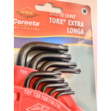 Jogo De Chave Torx Longa 9pc Em Aço Cromo Vanadium Corneta