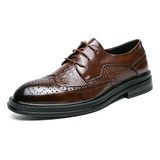 Zapatillas De Cuero Oxford Para Hombre Cordones