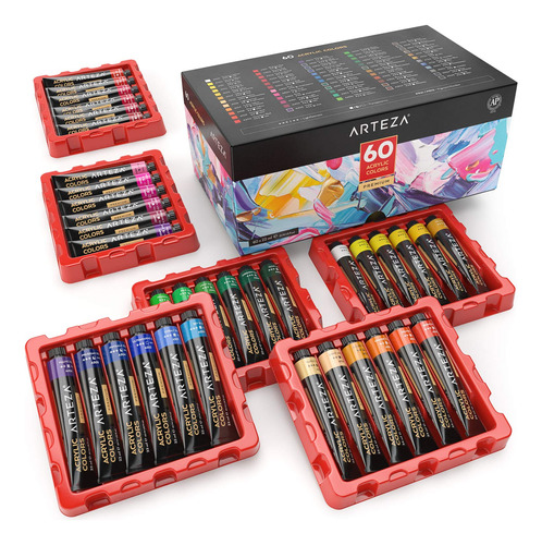 Arteza - Pinturas Acrlicas, Juego De 60 Colores.