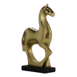 Enfeite Resina Rack Sala Minimalista Cavalo Dourado - 30cm  