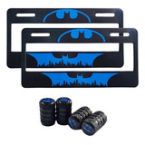 Set 2 Portaplacas Universal Batman Azul  + 4 Tapones Aire 