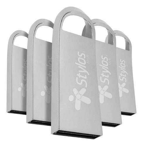 Kit 5 Memoria Usb 64 Gb Stylos Stmus564b 2.0 Plata Color Plateado