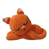 Gatita Naranja Dormida De Hilo Tejida Al Crochet Amigurumi