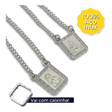 Escapulário Prata Masculino Resistente Aço Inox Presente