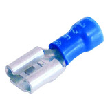 Kit 100 Terminais  Femea Isolado Azul 1,1 A 2,6mm²